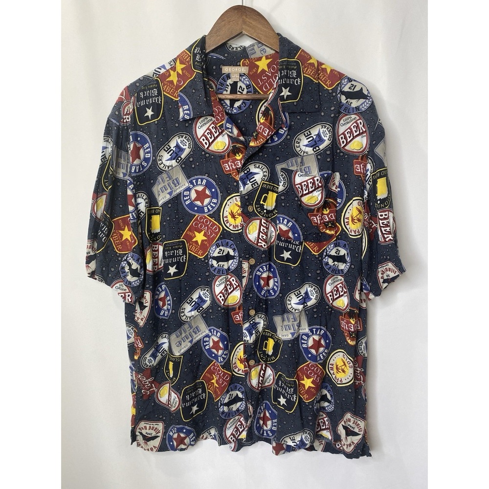 Men's Casual Lightweight Graphic Print Shirt Size Large Vacation Beach Party Fun